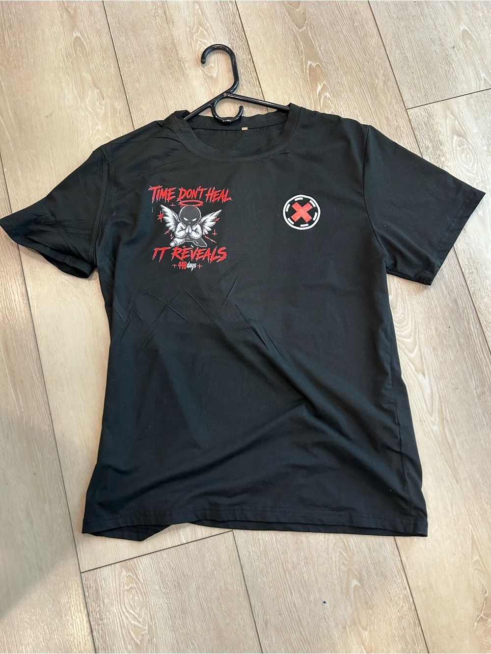 & Other Stories Black Short Sleeve Tee with Red Graphic
